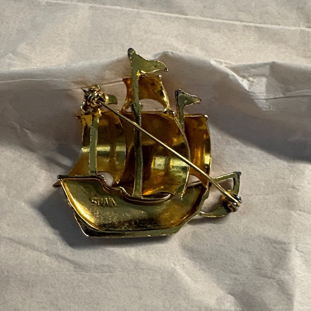 Vintage Spanish Damascene Brooch - Picture 3 of 9